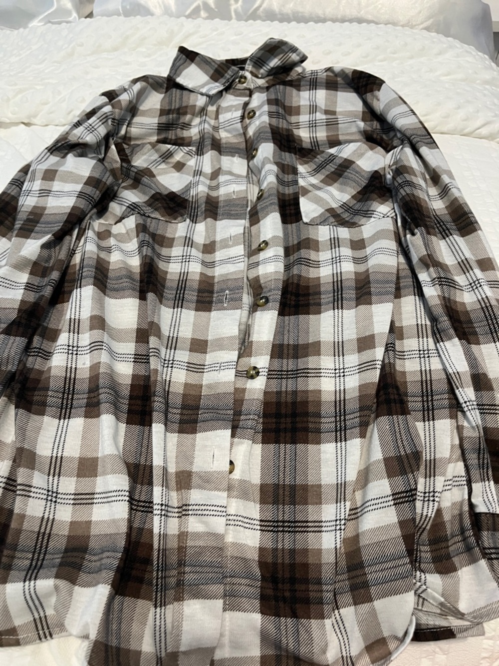 Justify Brown White Plaid Button-Down Shirt